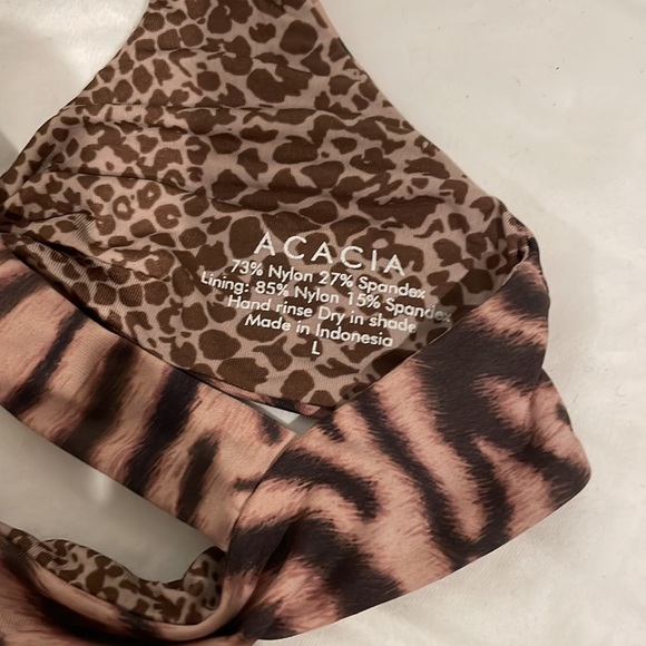 Acacia girls honey swimwear bikini tan and brown animal print size L - Picture 3 of 6